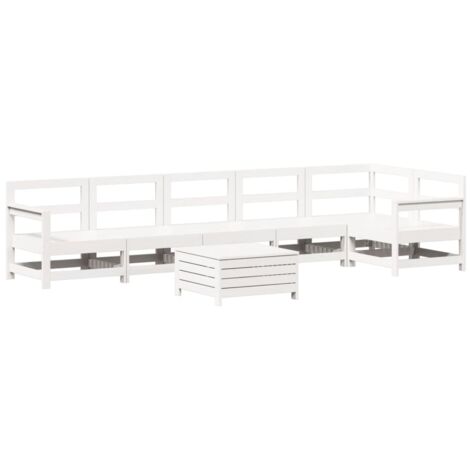 vidaXL Set Divani da Giardino 7 pz Bianco in Legno Massello di Pino
