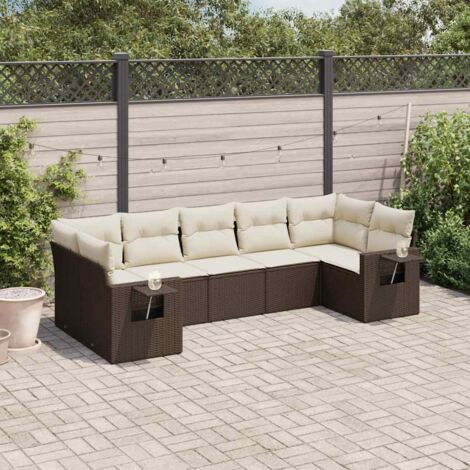 vidaXL Set Divani da Giardino 7 pz con Cuscini Marrone in Polyrattan