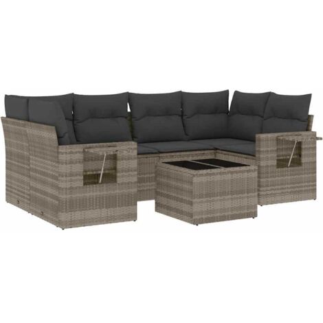vidaXL Set Divani da Giardino 7pz con Cuscini Grigio Chiaro