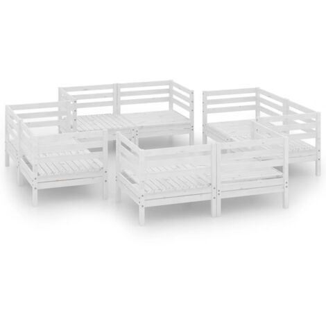 vidaXL Set Divani da Giardino 8 pz Bianco in Legno Massello di Pino