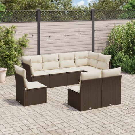 vidaXL Set Divani da Giardino 8 pz con Cuscini Marrone in Polyrattan