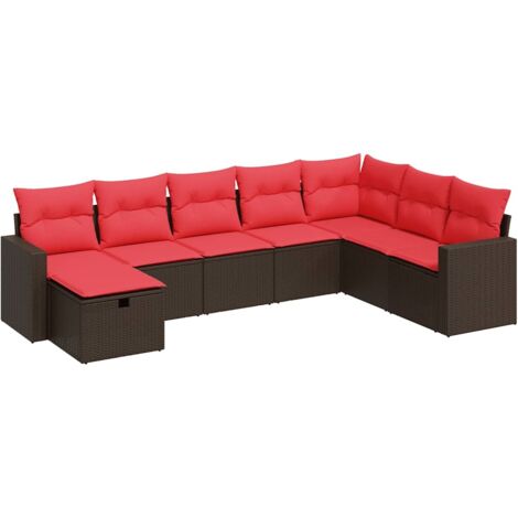 vidaXL Set Divani da Giardino 8 pz con Cuscini Marrone in Polyrattan