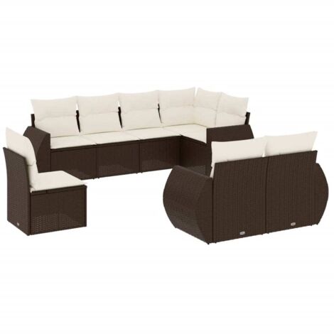 vidaXL Set Divani da Giardino 8 pz con Cuscini Marrone in Polyrattan