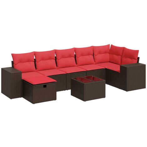 vidaXL Set Divani da Giardino 8 pz con Cuscini Marrone in Polyrattan