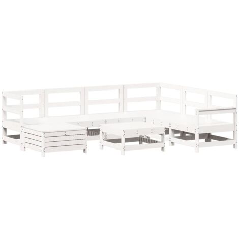 vidaXL Set Divani da Giardino 8 pz in Legno Massello di Pino Bianco