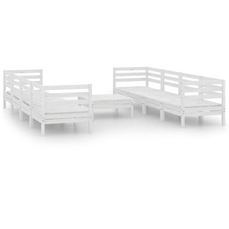vidaXL Set Divani da Giardino 9 pz Bianco in Legno Massello di Pino