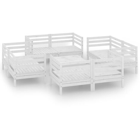 vidaXL Set Divani da Giardino 9 pz Bianco in Legno Massello di Pino