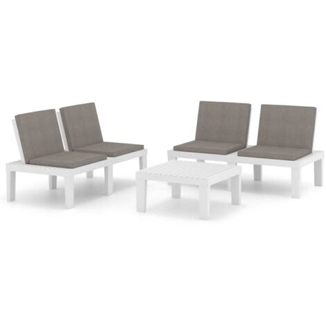 vidaXL Set Divani da Giardino con Cuscini 3 pz in Plastica Bianco