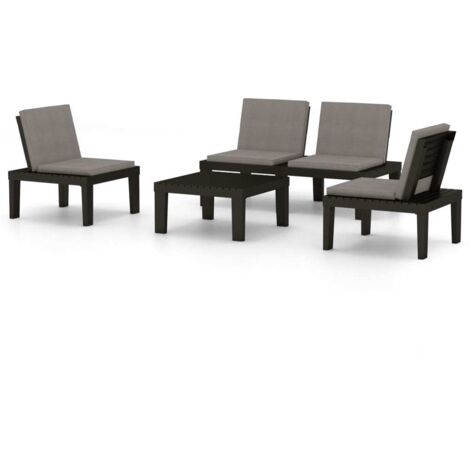 vidaXL Set Divani da Giardino con Cuscini 4 pz in Plastica Grigio