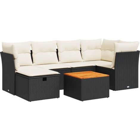 vidaXL Set Divani da Giardino con Cuscini 7pz Nero Polyrattan