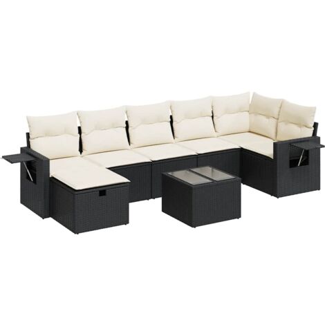 vidaXL Set Divani da Giardino con Cuscini 8 pz Nero in Polyrattan