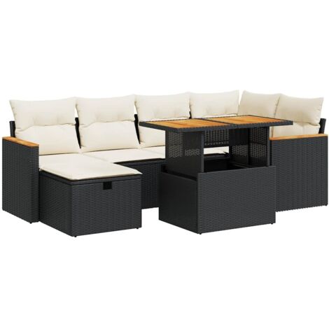 vidaXL Set Divani da Giardino con Cuscini 8 pz Nero in Polyrattan