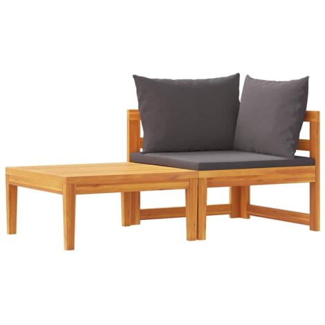 vidaXL Set Divani Giardino 2 pz con Cuscini Grigio Scuro Legno Acacia