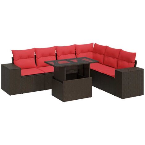vidaXL Set Divani Giardino 7 pz con Cuscini Polyrattan Acacia Marrone