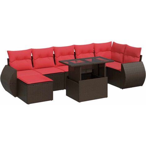 vidaXL Set Divani Giardino 8 pz con Cuscini Marrone Polyrattan Acacia