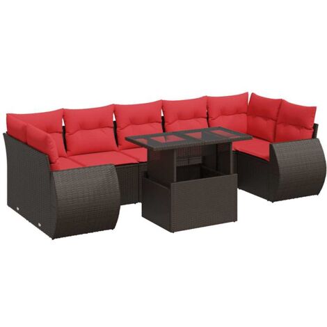 vidaXL Set Divani Giardino 8 pz con Cuscini Marrone Polyrattan Acacia