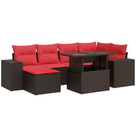 vidaXL Set Divani Giardino 9 pz con Cuscini Marrone Polyrattan Acacia