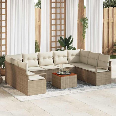 vidaXL Set Divano da Giardino 10 pcs Beige e bianco