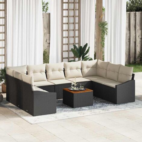 vidaXL Set Divano da Giardino 10 pcs Nero e bianco