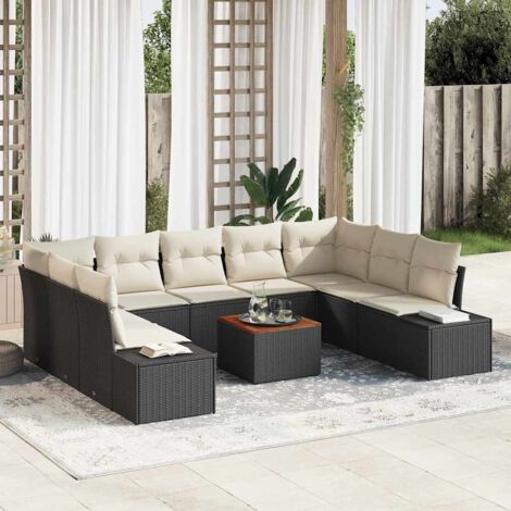 vidaXL Set Divano da Giardino 10 pcs Nero e bianco