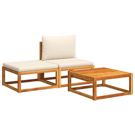 vidaXL Set Divano da Giardino 3pz con Cuscini Legno Massello di Acacia