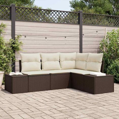 vidaXL Set Divano da Giardino 4 pcs Marrone e Crema polyrattan