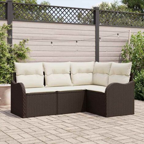 vidaXL Set Divano da Giardino 4 pcs Marrone polyrattan