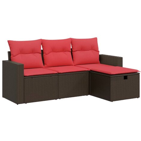 vidaXL Set Divano da Giardino 4 pz con Cuscini Marrone in