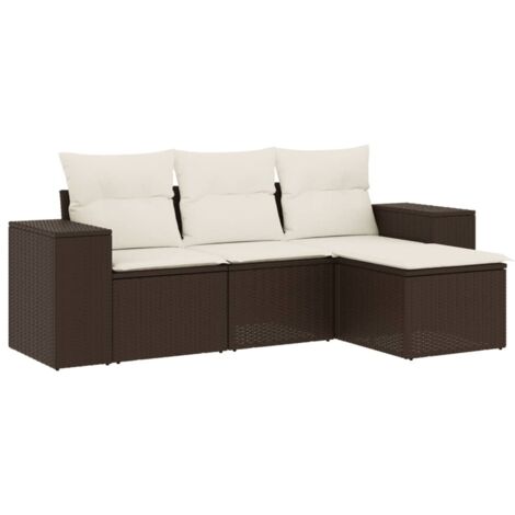 vidaXL Set Divano da Giardino 4 pz con Cuscini Marrone in Polyrattan
