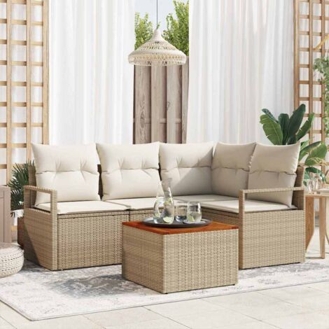 vidaXL Set Divano da Giardino 5 pcs Beige e bianco