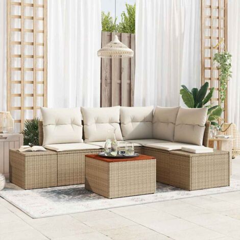 vidaXL Set Divano da Giardino 5 pcs Beige e bianco