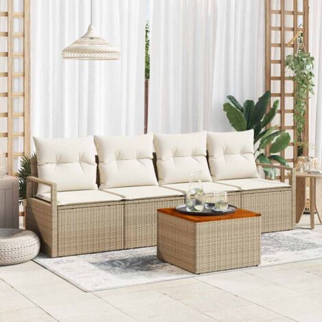 vidaXL Set Divano da Giardino 5 pcs Beige e bianco