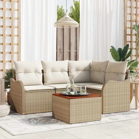 vidaXL Set Divano da Giardino 5 pcs Beige e bianco