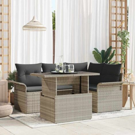 vidaXL Set Divano da Giardino 5 pcs Grigio chiaro Poly Rattan