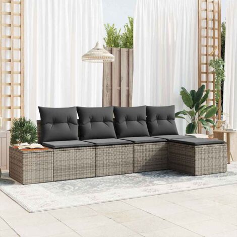 vidaXL Set Divano da Giardino 5 pcs Grigio Rattan in Polipropilene