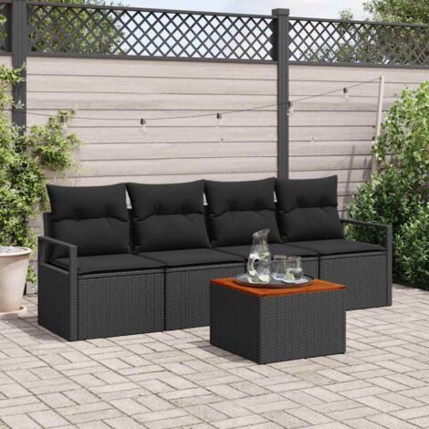 vidaXL Set Divano da Giardino 5 pcs Nero