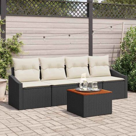 vidaXL Set Divano da Giardino 5 pcs Nero e bianco