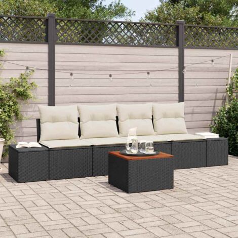vidaXL Set Divano da Giardino 5 pcs Nero e bianco