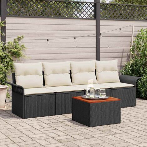 vidaXL Set Divano da Giardino 5 pcs Nero Poly Rattan