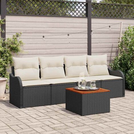vidaXL Set Divano da Giardino 5 pcs Nero Poly Rattan