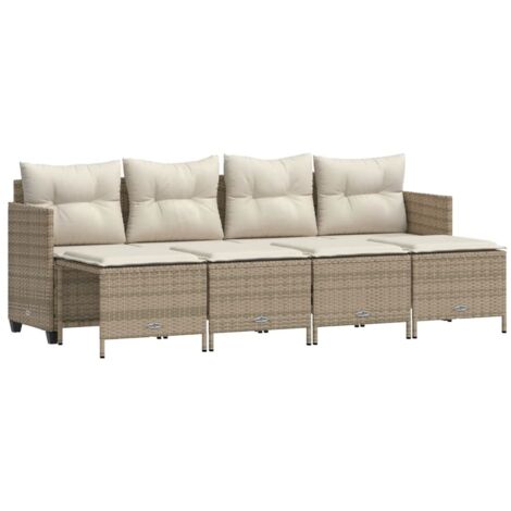 vidaXL Set Divano da Giardino 5 pz con Cuscini Beige in Polyrattan