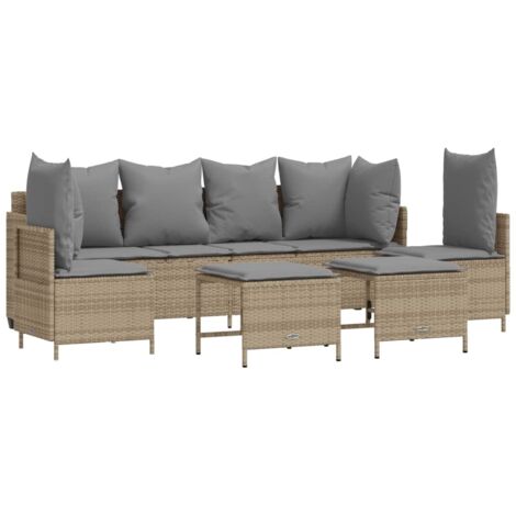 vidaXL Set Divano da Giardino 5 pz con Cuscini Beige in Polyrattan