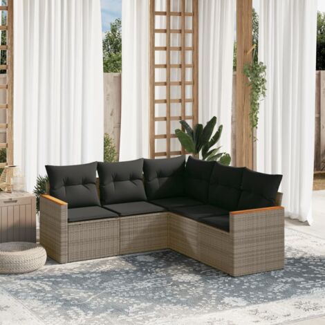 vidaXL Set Divano da Giardino 5 pz con Cuscini Grigio in