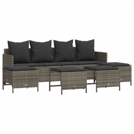 vidaXL Set Divano da Giardino 5 pz con Cuscini Grigio in Polyrattan