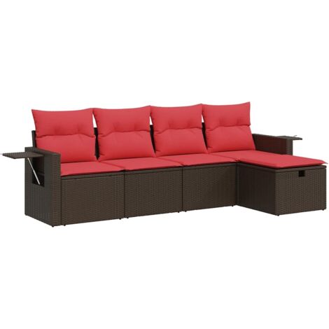 vidaXL Set Divano da Giardino 5 pz con Cuscini Marrone in