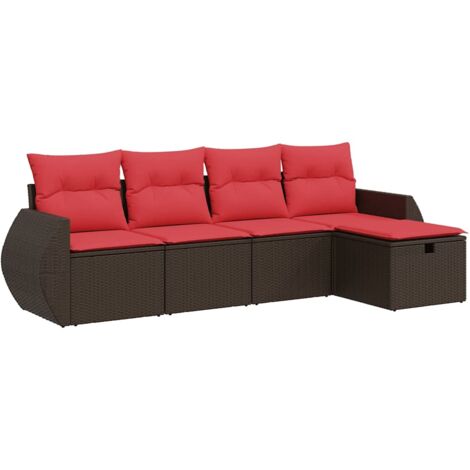 vidaXL Set Divano da Giardino 5 pz con Cuscini Marrone in
