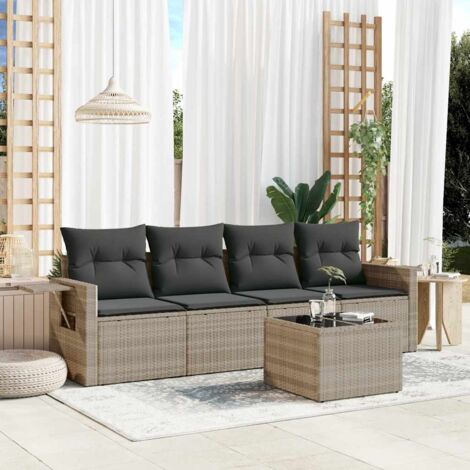 vidaXL Set Divano da Giardino 5pz con Cuscini Grigio Chiaro