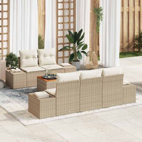 vidaXL Set Divano da Giardino 6 pcs Beige e bianco