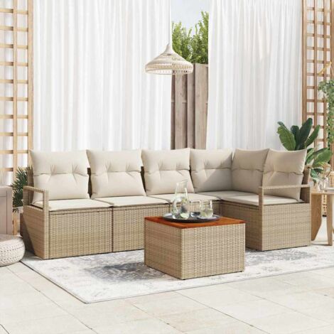 vidaXL Set Divano da Giardino 6 pcs Beige e bianco