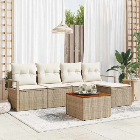 vidaXL Set Divano da Giardino 6 pcs Beige e bianco